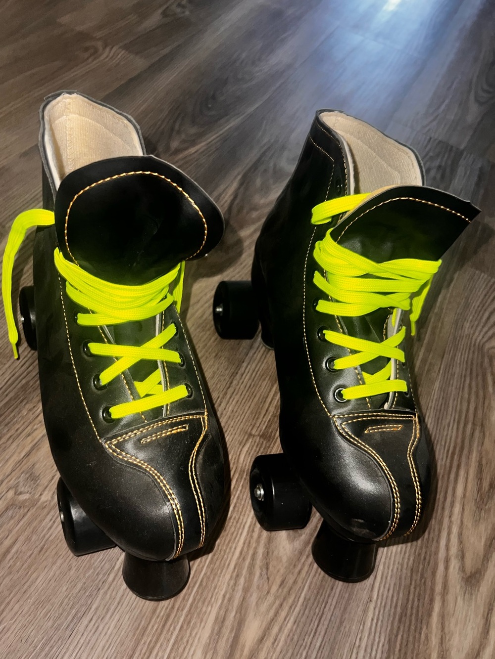 Black Roller Skates with Neon Yellow Laces